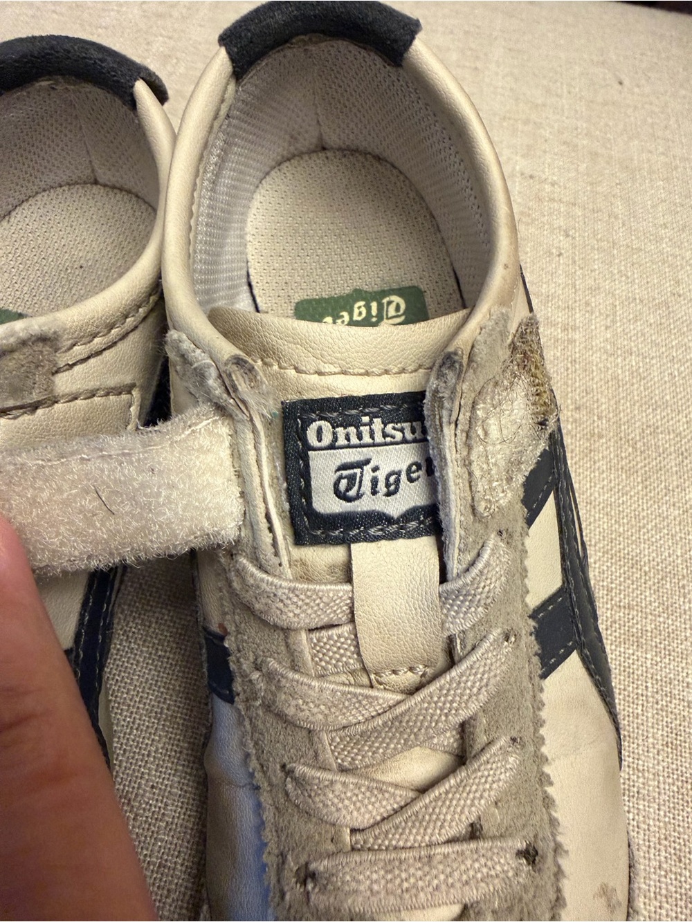 Onitsuka Tigers - Kids Beige and Gray Casual Sneakers with navy accent - Picture 7 of 9